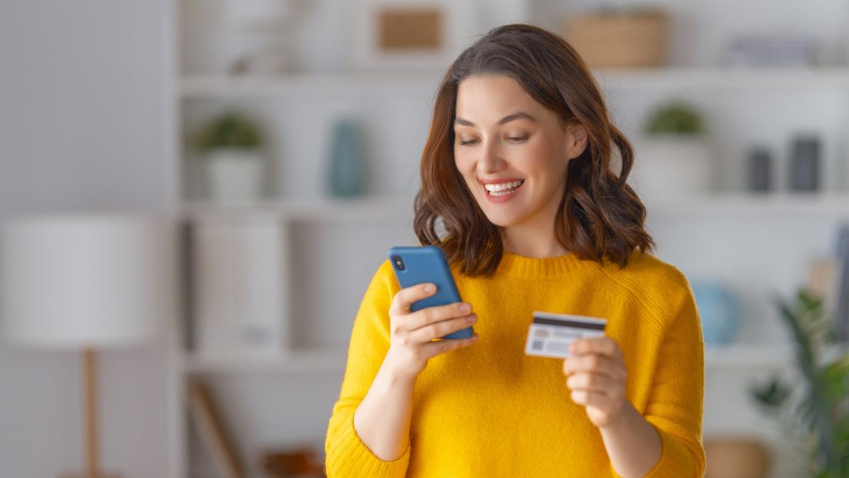 A shopper browsing the store on her phone